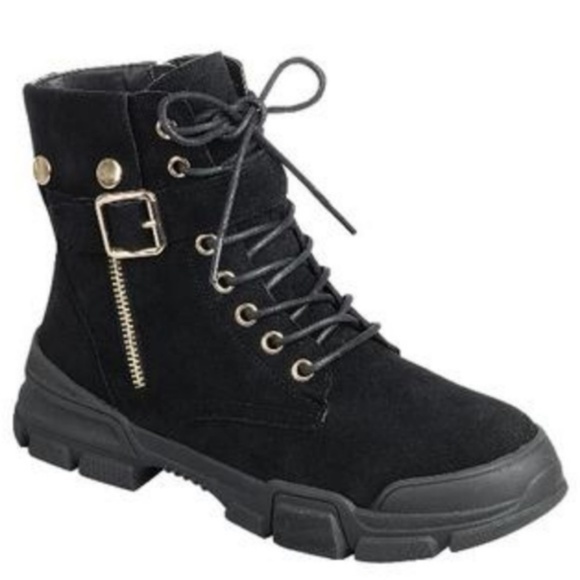 !! RESTOCK ALL SIZES !! Black Zip Up Combat Boots - Picture 2 of 6